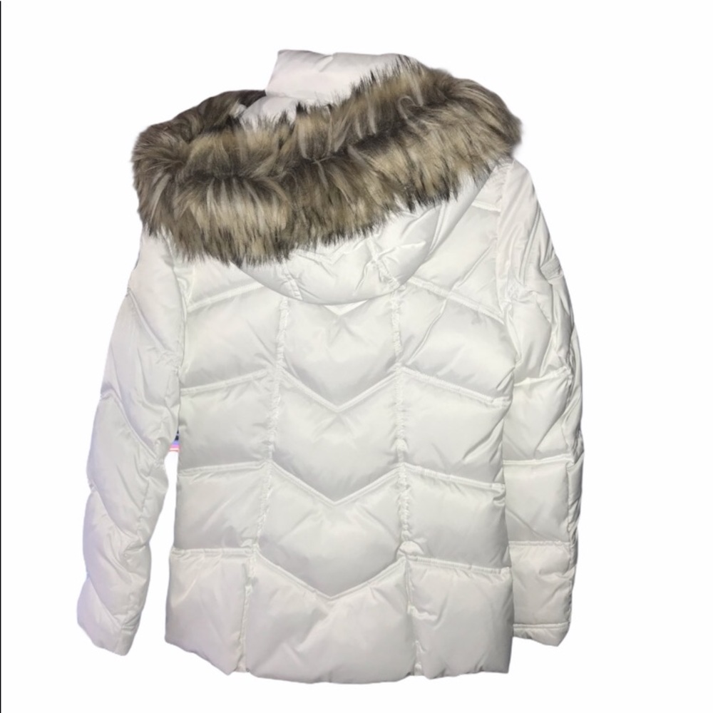 Nautica Faux-fur-trim Hooded Puffer marshmalow,NWT - Picture 4 of 10